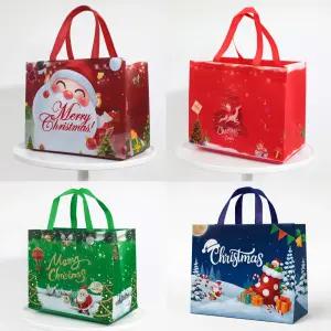 10개 32cm 튼튼한 부직포 크리스마스 선물포장 쇼핑백 상자 가방