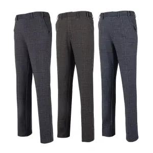 기모 일자 스판 남자 체크 무늬 정장 바지 남성 겨울 양복 신사 회사 바지 중년 40대 50대
