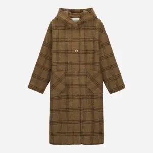 [써스데이아일랜드] 후드 체크 롱 코트 (T258MCT341)