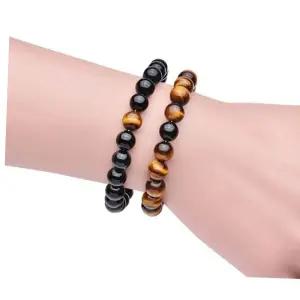 행운 천연석 남자 염주 원석 석팔찌 흑요석 팔찌 호안