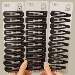 엠보 기본 블랙 베이직 무광 똑딱이핀 헤어핀 세트