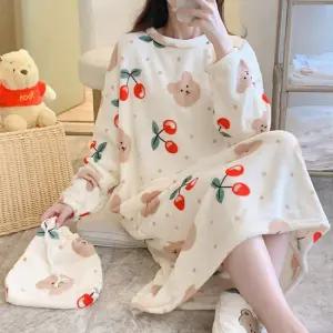 (모조리박)여성 실내복 파자마 홈웨어 원피스 겨울 임부복 원피스