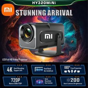 안드로이드 11 HY320 미니 프로젝터 4K 네이티브 1080P 듀얼 와이파이 6 BT5.0 시네마 야외 휴대용 홈 시