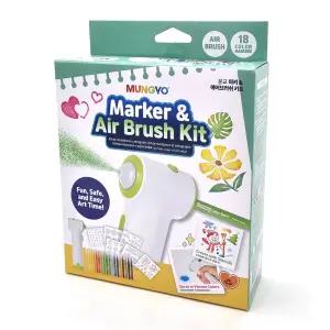 문교 마카 에어 브러쉬 스프레이 브러시건 18색 사인펜 스텐실 키트 미술 페인팅