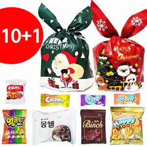 크리스마스 크리스마스선물 산타 과자 간식 과자선물세트 구디백 간식꾸러미 (레드, 그린산타)