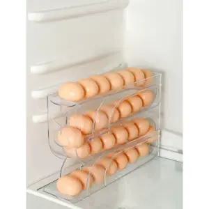 주방 에그홀더 계란 보관함 용품 달걀 정리함 에그 슬라이딩 투명 3단 20개
