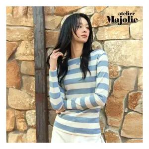 아뜰리에마졸리 [체험특가] 볼드 스트라이프 니트 1종 [블루]1019604