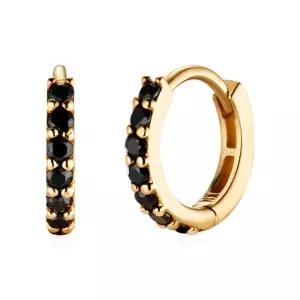 (12월베스트) 14K 블랙 글리츠 파베 큐빅 원터치 링귀걸이 한쌍 MOE42225