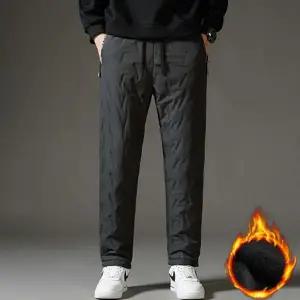 남성 융털 바지 캐주얼 밴딩 방한 남성 겨울 바지 일자 기모 팬츠 트레이닝