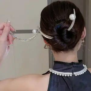 여성 헤어 악세사리 달모양 진주 포인트 비녀