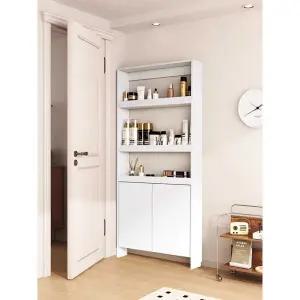 얇은 수납장 화이트 인테리어 깔끔 정리 현관 틈새 문뒤