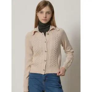 [하프클럽/]케이블 울 스캘럽 칼라 가디건 (택가격178000원)