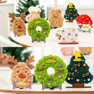 크리스마스 털실 액자 만들기 활동 초등 엄마표 미술 집콕 놀이 키트 (10개입)무료배송