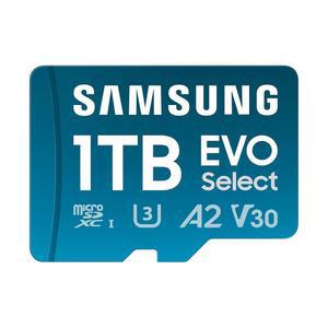 Samsung EVO 셀렉트 microSD 메모리 카드 + 어댑터, 1TB microSDXC, 최대 160MB/s, 4K UHD, UHS-I, C10, U3, V30, A2, 휴대폰, 스마트폰, 닌텐도 스위치 및 태블릿용(MB-ME1T0SA/AM)