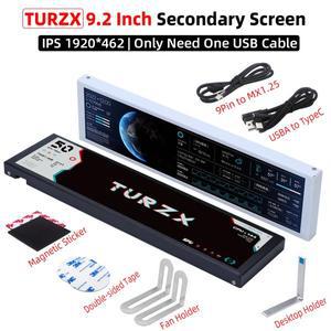 TURZX 9.2인치 USB 보조 화면 컴퓨터 케이스용 1920*462 IPS LCD 타입-C 디스플레이 CPU RAM GPU HDD FPS