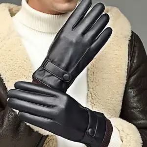 스마트폰 남성 방한 장갑 터치 남성 가죽 장갑 따뜻한 겨울