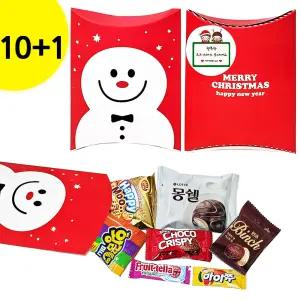 10+1 (스마일 스노우맨) 크리스마스 선물 크리스마스 간식 과자세트 과자 선물 세트 구디백 간식꾸러미 단체