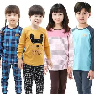 국산 30수 면스판 실내복 긴팔 상하의 세트 아동 주니어 어린이 가을 겨울 내복