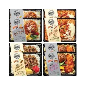 온더고 함박스테이크정식 290g+통모짜치즈 불닭 290g+숯불향 데리야끼 소불고기 덮밥 290g+로제파스타 미니함박 310g 각 2개 (총 8개)
