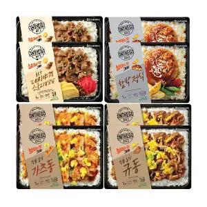 아워홈 온더고 정통 일식 가츠동 330g+함박스테이크정식 290g+숯불향 데리야끼 소불고기 덮밥 290g+정통 일식 규동 270g 각2개 (총8개)