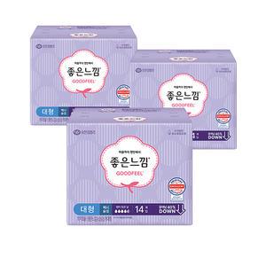 좋은느낌 생리대 에어핏쿠션 맥시슬림 대형 14개입x3팩