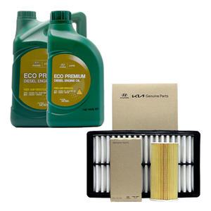 싼타페TM 디젤 엔진오일 에코 프리미엄 0W30 7리터 순정 오일필터 에어필터