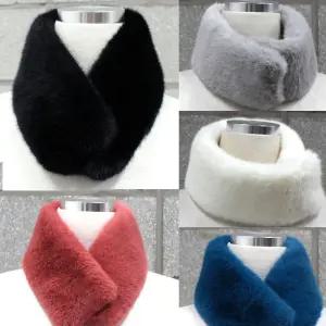 인조 밍크 자석 양면 목도리 무지 색상 토끼 털 렉스 넥워머 여성 아이 아동 퍼 머플러