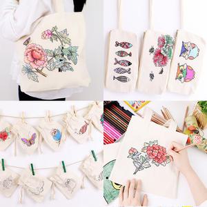 DIY 민화 에코백 만들기 미니 파우치 복주머니 천가방 무지 도안 색칠 초등 공예