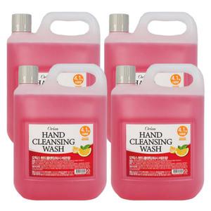 오릭스 핸드 클렌징워시 물비누 레몬향 4.1Kg x 4개 대용량 리필용 핸드워시 액상 손세정제