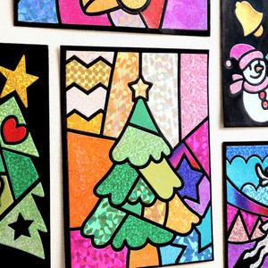 [오피스스쿨] 민화샵 크리스마스 포일아트 5종류 반짝이 diy 은박지 홀로그램 만들기