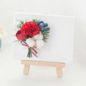 카네이션 조화 액자 이젤 세트 목화 set 20cm 2컬러 꽃 어버이날 스승의날 테이블 장식 감사 선물 행사