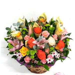 돈꽃바구니 돈꽃다발 출산 생일 생신 장미 리시안셔스 수국 카네이션 꽃배달