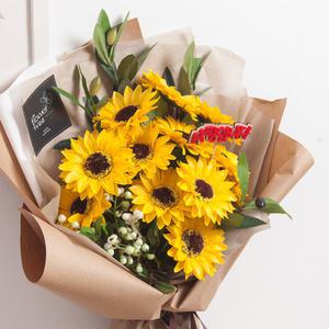 해바라기 조화 꽃다발 올리브비누 57cm 인테리어 꽃 선물 기념일 금전화 풍수 집들이 개업