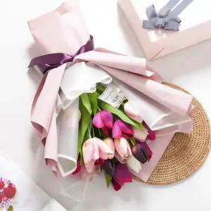 튤립 조화 꽃다발 더블라벤더 65cm 인테리어 꽃 선물 장식 기념일 졸업식 발표회 학예회