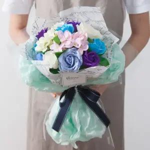 비누 장미 조화 꽃다발 코튼 44cm 2컬러 인테리어 꽃 선물 장식 기념일 졸업식 발표회 학예회