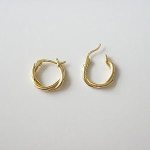골드 두줄 꼬임 링 귀걸이 925
