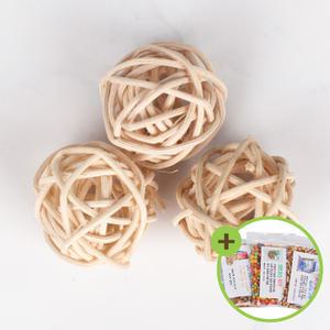 내추럴 등나무공(소형)3P 앵무새장난감 라탄볼 지끈공 애완조 친환경 등나무공