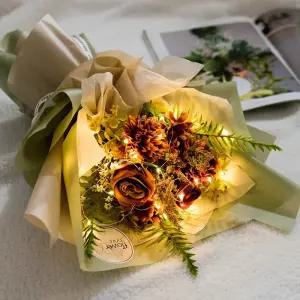 장미 조화 꽃다발 LED 크라시엔틱 45cm 인테리어 꽃선물 장식 기념일 졸업식 조명 발표회 학예회