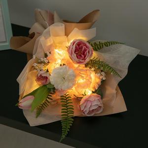 수국 조화 꽃다발 LED 오스틴 50cm 인테리어 꽃선물 장식 기념일 졸업식 조명 발표회 학예회