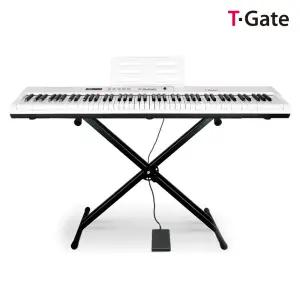 88건반 교습용 디지털 피아노 루드비히 화이트 + 악보대 + 서스테인페달 + 쌍열스탠드 세트