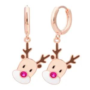 14K 골드필드 핀 이어링 루돌프 크리스마스 에폭시 일자침 귀걸이