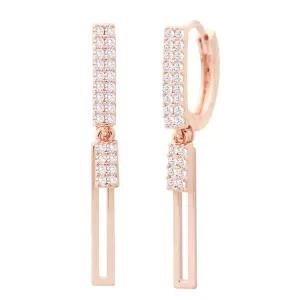 14K 골드필드 핀 이어링 솔레유 스틱 심플 드롭 원터치 링 귀걸이