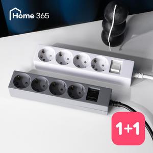 [1개+1개] 홈365 국산 과부하차단 멀티탭 4구 3m / 16A