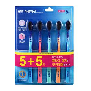애경 2080 더블액션 일반모 칫솔 10개입 (5+5입 x 1세트)