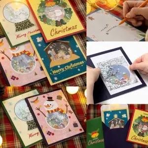 [문구티쳐] 민화샵 크리스마스 스노우볼 카드 4종 diy 크리스마스카드 성탄절만들기