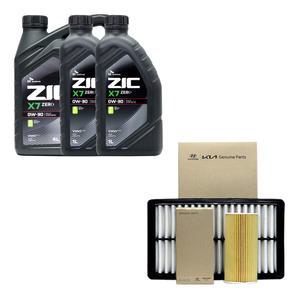 쏘렌토MQ4 가솔린 엔진오일 지크 X7 제로 0W30 6리터 순정 오일필터 에어필터