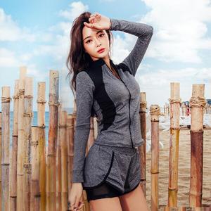 [빠른출고]M~2XL 그레이 여성 래쉬가드세트  체온보호  빅사이즈수영복 여자