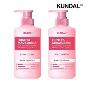 쿤달 허니 앤 마카다미아 퓨어 바디로션 베이비파우더 500ml x2개