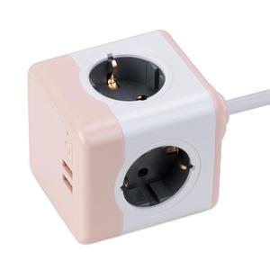 파워큐브V2 4구 USB 익스텐디드 멀티탭, 핑크, 1.5m, 1개
