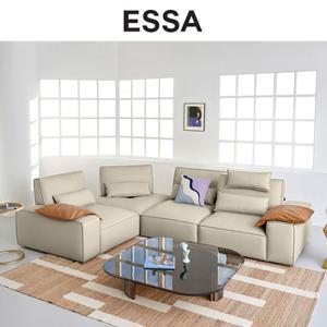 [롯데백화점]에싸 포르토 4인 코너형 스윙기능 토그 소가죽 소파